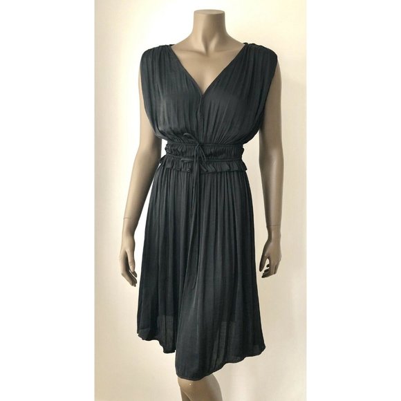H&M Black Silky Dress Sz 8 Sleeveless - Picture 1 of 6